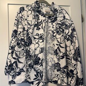 Floral Black and White Women's Jacket